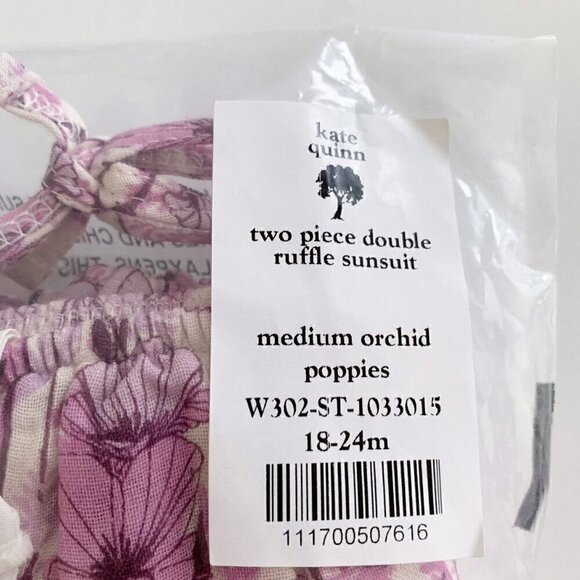 Kate Quinn Organics Baby Girl Medium Orchid Poppies Sunsuit 18-24 Months - Picture 7 of 7